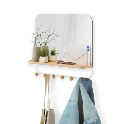 Miroir avec crochets blanc 46x40cm ESTIQUE