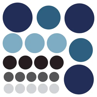 Stickers mureaux en vinyle rondes mix bleu et gris CIRCLES1