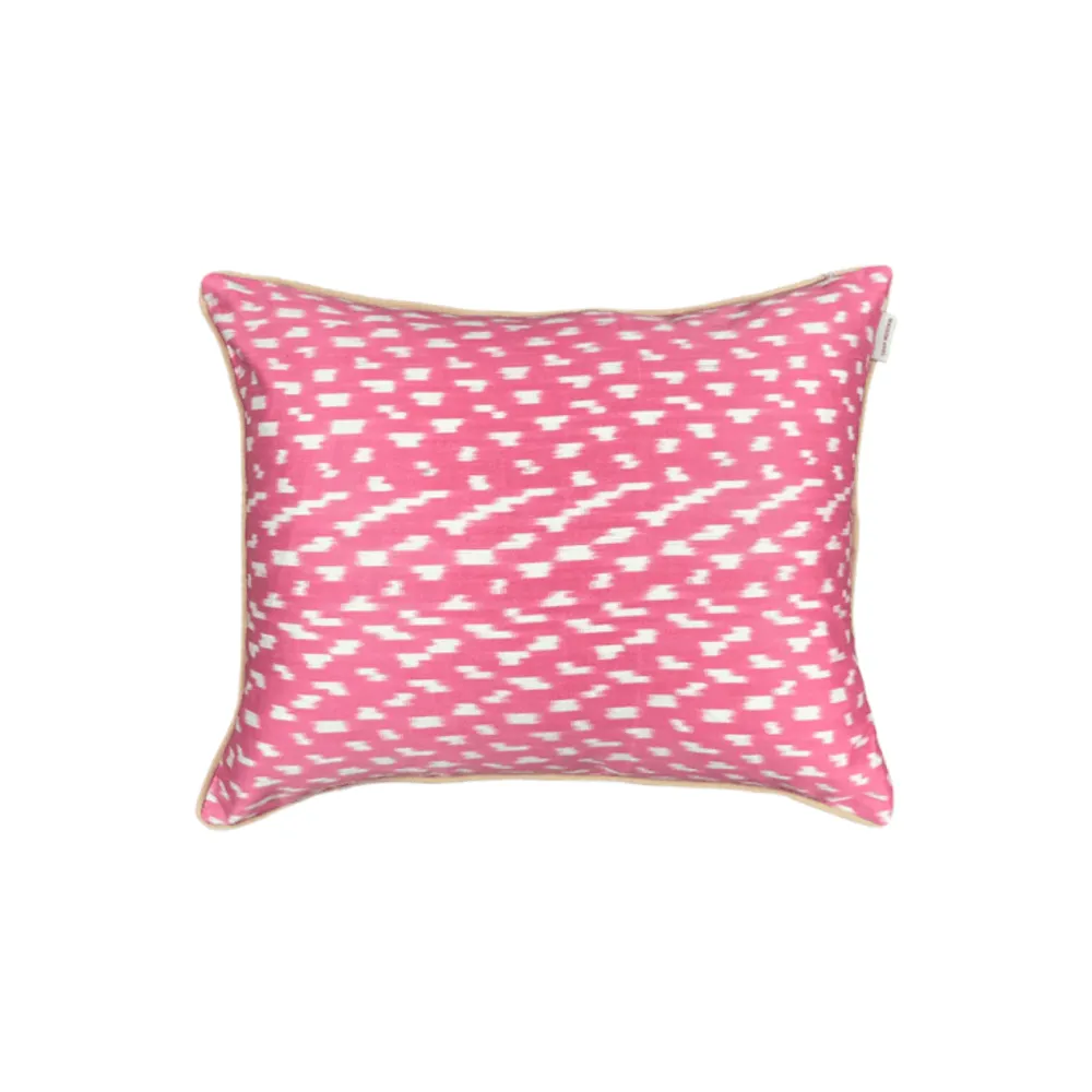 Housse de coussin velours soie ikat 40x50 rose