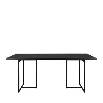 Table à manger chevrons bois et métal 180x90cm noir CLASS