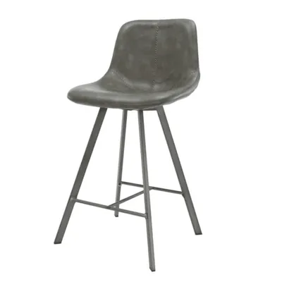 Chaise de comptoir aspect cuir taupe SLAM