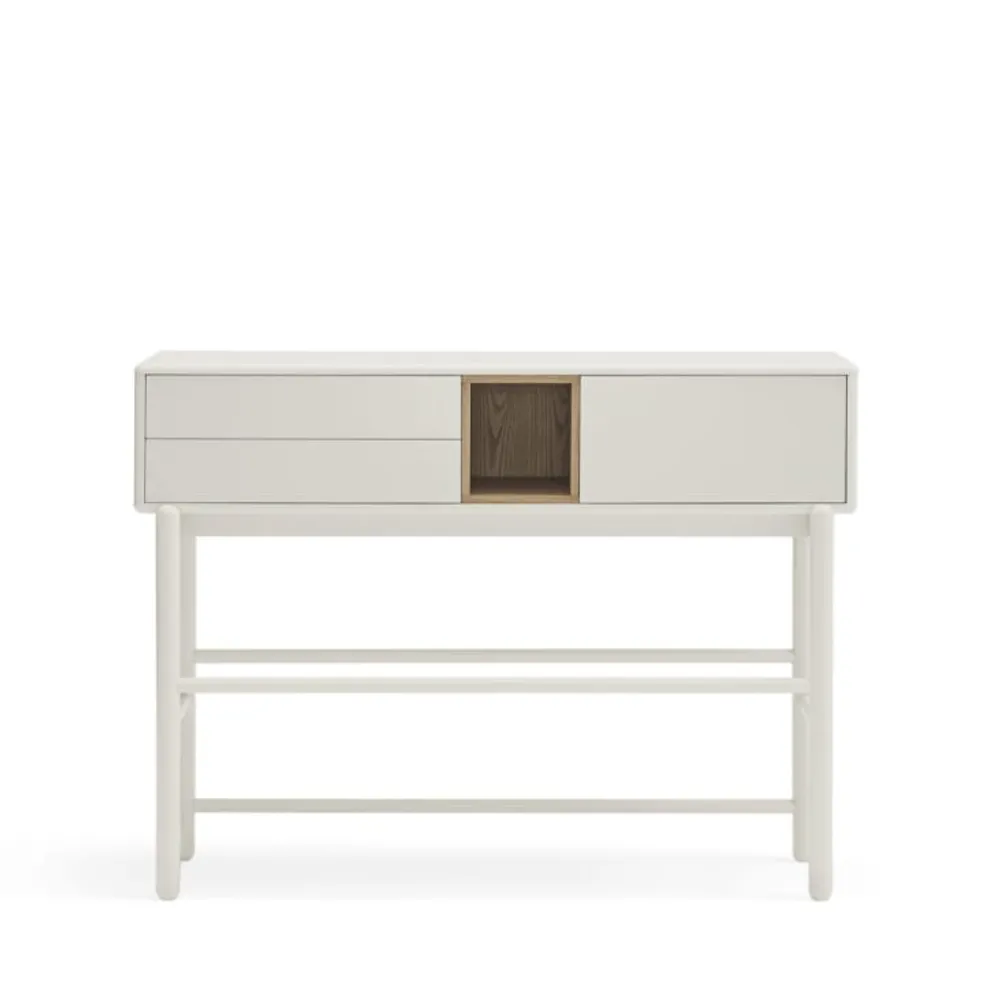 Console 1 porte 2 tiroirs en bois L180cm blanc CORVO