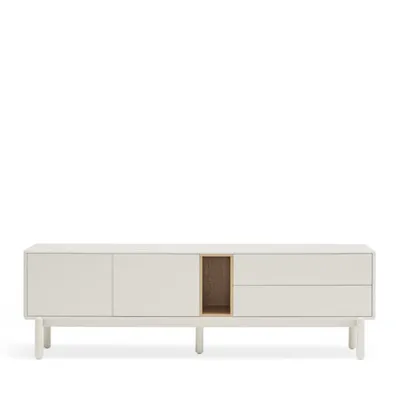 Meuble tv 2 portes 2 tiroirs en bois L180cm blanc CORVO