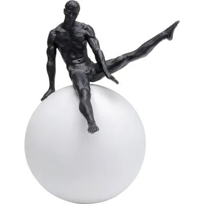 Statuette gymnaste en polyrésine blanche et noire H33
