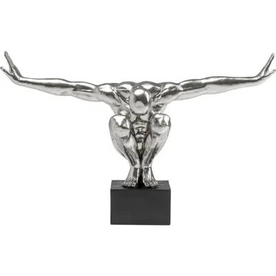 Statuette homme en polyrésine argentée 100x64 ATHLET