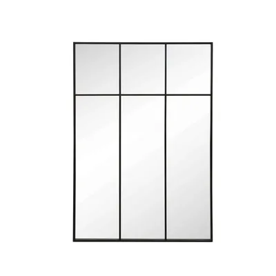 Miroir rectangulaire atelier verrière XXL en métal noir 105 x 150 cm BRICKLANE