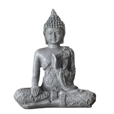 Statuette Figurine Bouddha méditation en résine gris - H12 cm BOUDDHA