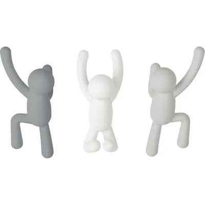 Patère bonhomme buddy (lot de 3) gris - blanc BUDDY