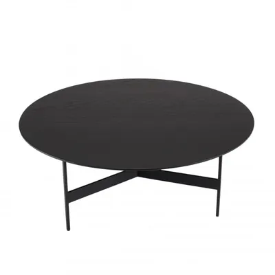 Table basse ronde noire 78x78cm piètement métal DALY