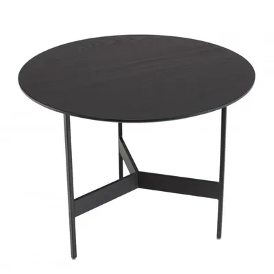 Table basse ronde noire 50x50cm piètement métal DALY