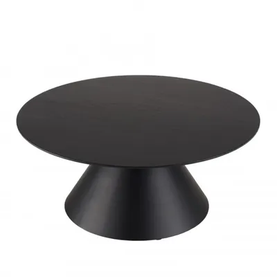 Table basse ronde noire 78x78cm pied conique métal DALY