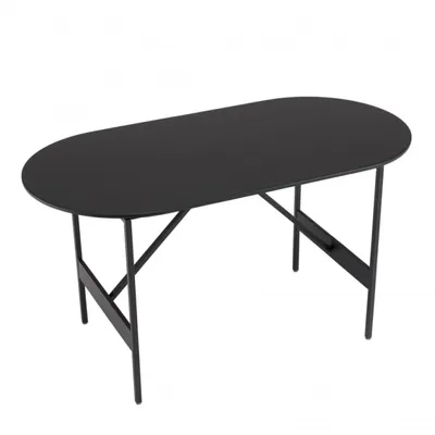 Table basse ovale noire 70x35cm piètement métal DALY