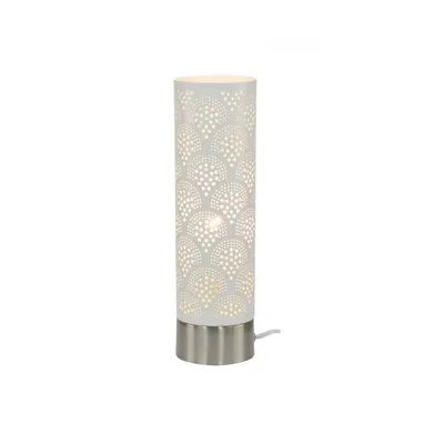 Lampe tactile grand modèle en métal perforé blanc IFRANE