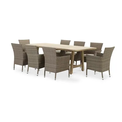 Ensemble jardin table en bois 230x100 et chaises BOLONIA&RIVIERA