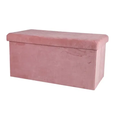 Banc de rangement pliable en velours rose KUBE