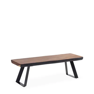 Banc en bois marron et métal noir L 126cm