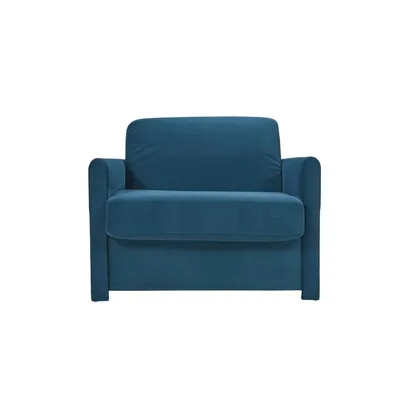 Fauteuil convertible 1 place  en tissu bleu paon XENON