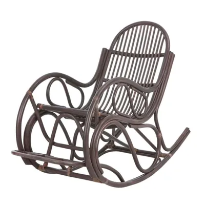 Rocking chair en rotin vintage marron SOFIA