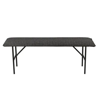 Banc design tissu gris foncé 134 cm piètement métal noir mat LUCCE