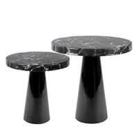 Table d'appoint ronde effet marbre et métal D40cm noir MARBLE