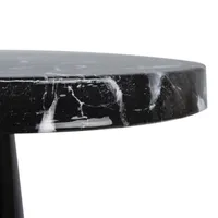 Table d'appoint ronde effet marbre et métal D40cm noir MARBLE