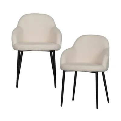 Lot de 2 chaises en tissu bouclette blanc NOORTJE