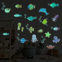 Stickers phosphorescents lumineux animaux marins 80x105cm