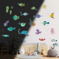 Stickers phosphorescents lumineux animaux marins 80x105cm