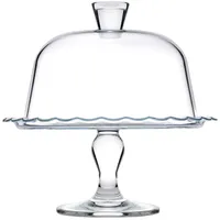 Présentoir à gâteau sur pied en verre transparent avec cloche