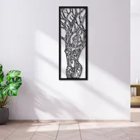 Décoration murale femme arbre de vie en métal noir 116x43 cm MINIMALISTE