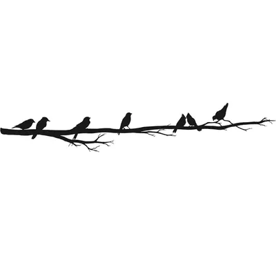 Décoration murale oiseaux sur branche en métal noir 90x16 cm