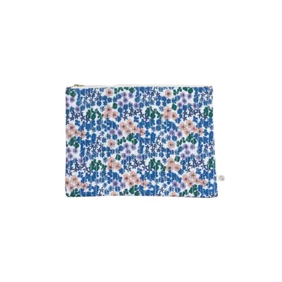 Grande pochette en coton imprimé flower bleu ESCALE
