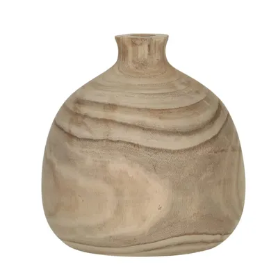 Vase en bois de paulownia marron clair H25 PIA