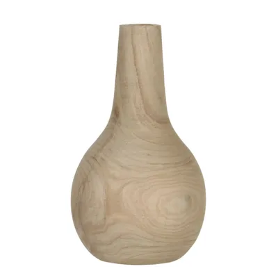 Vase en bois de paulownia marron clair H28 PIA