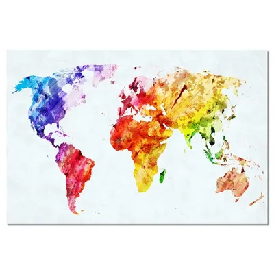 Tableau carte du monde multicolore toile imprimée 120x80cm