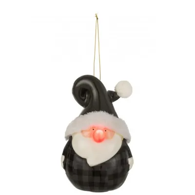 Suspension Père Noël avec nez brillant en résine noire