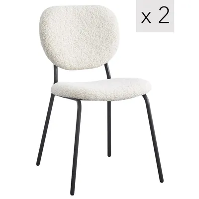Lot de 2 chaises scandinaves en métal et bouclettes blanc
