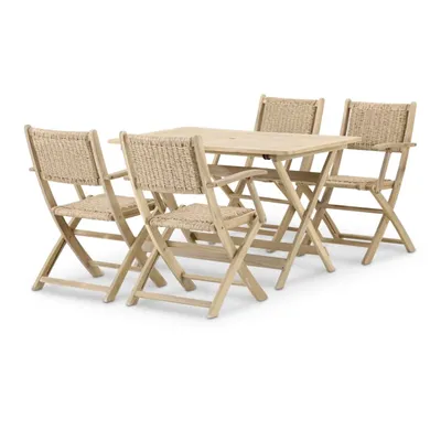 Ensemble table pliante 120x70 + 4 fauteuils rotin synth JAVA LIGHT
