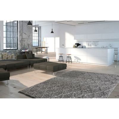 Tapis géométrique scandinave en laine graphite 200x290 | Maisons du Monde
