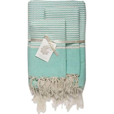 Lot de 3 foutas 100x200 + 50x80 (x2) Bleu aqua et argent | Maisons du Monde