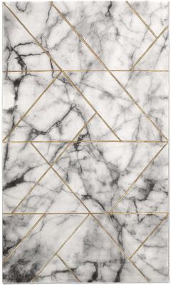 Tapis salon en laine artificielle effet marbre et touche doré 120X170 | Maisons du Monde