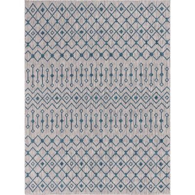 Tapis intérieur extérieur gris au motif aztèque 70x140 | Maisons du Monde