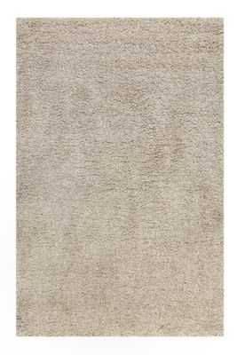 Tapis uni à mèches hautes gris crème pour salon