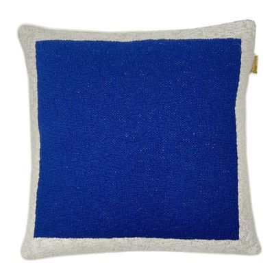 Coussin tricoté uni bleu 50x50 | Maisons du Monde