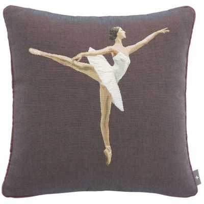Coussin tapisserie danseuse pointe Violet 50 x | Maisons du Monde