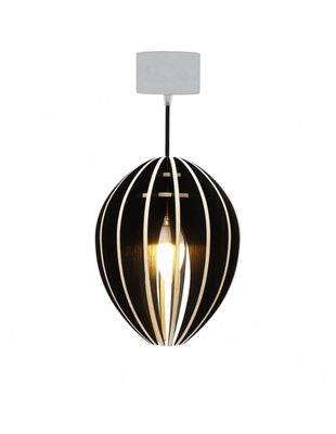 Lampe suspension bois et béton frêne teinté noir cordon | Maisons du Monde