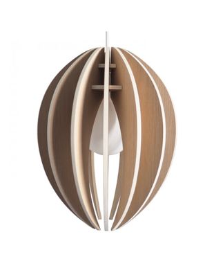 Lampe à suspendre bois cordon blanc et ampoule | Maisons du Monde