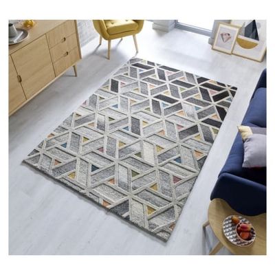 Tapis géométrique design en laine multicolore 160x230 | Maisons du Monde