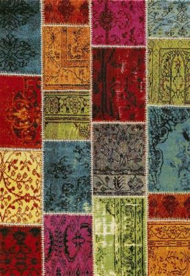 Tapis ethnique patchwork en polypropylène multicolore 80x150 | Maisons du Monde