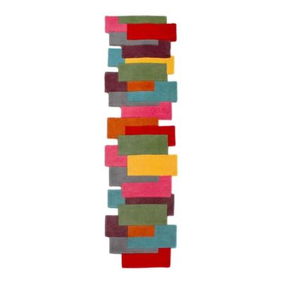 Tapis géométrique design en laine multicolore 60x230 | Maisons du Monde